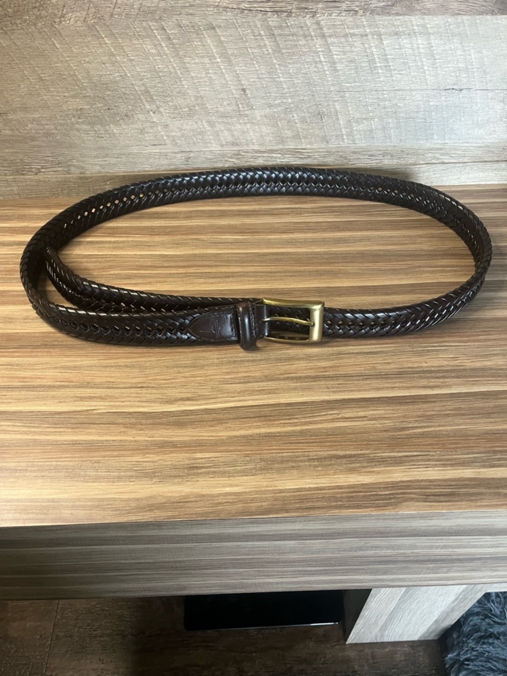 Dockers Braided Leather Men's Belt - Dark Brown Size 46
